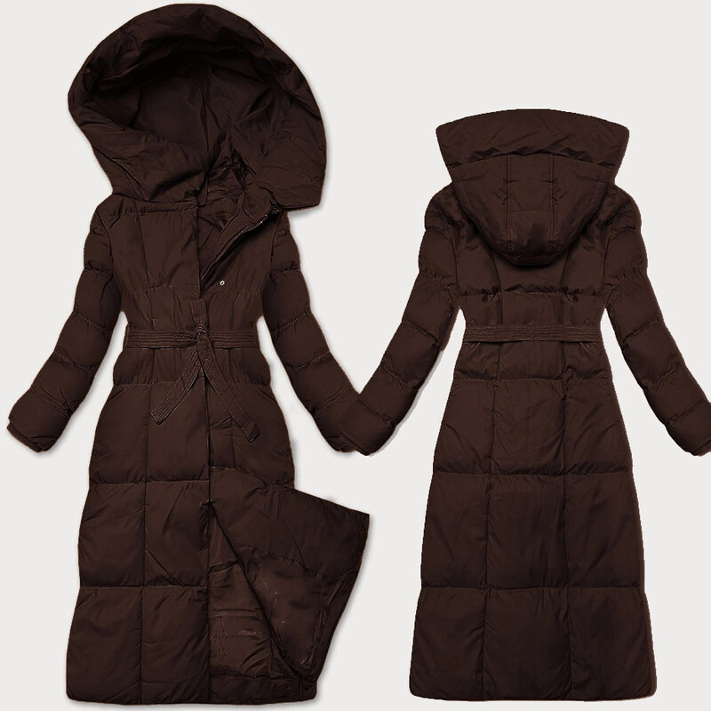 Dámská zimní bunda s páskem J Style chocolate (5M3227-158) 109108403