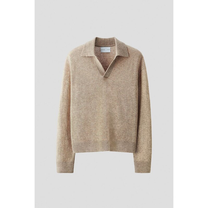 H&M - Svetr z vlněné směsis límečkem - béžová 108163290
