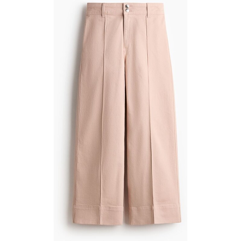 H&M - Wide High Ankle Jeans - Světlá Korálově Růžová