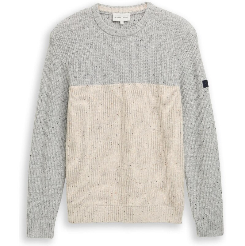 TOM TAILOR Svetr šedá / offwhite
