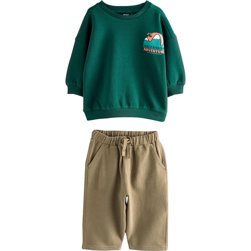 Next Joggingová souprava hnědá / tmavě zelená / oranžová / bílá