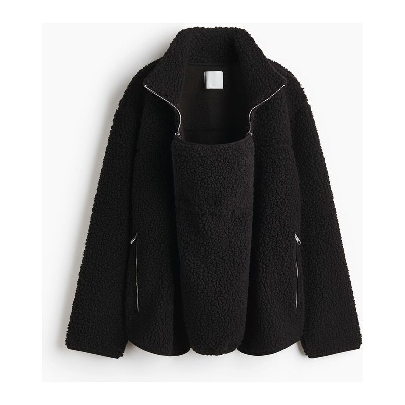 H&M - MAMA Plyšová bunda na nošení Before & After - Černá