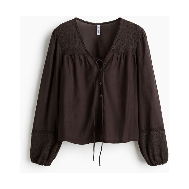 H&M - Halenkas krajkou - Tmavě Hnědá