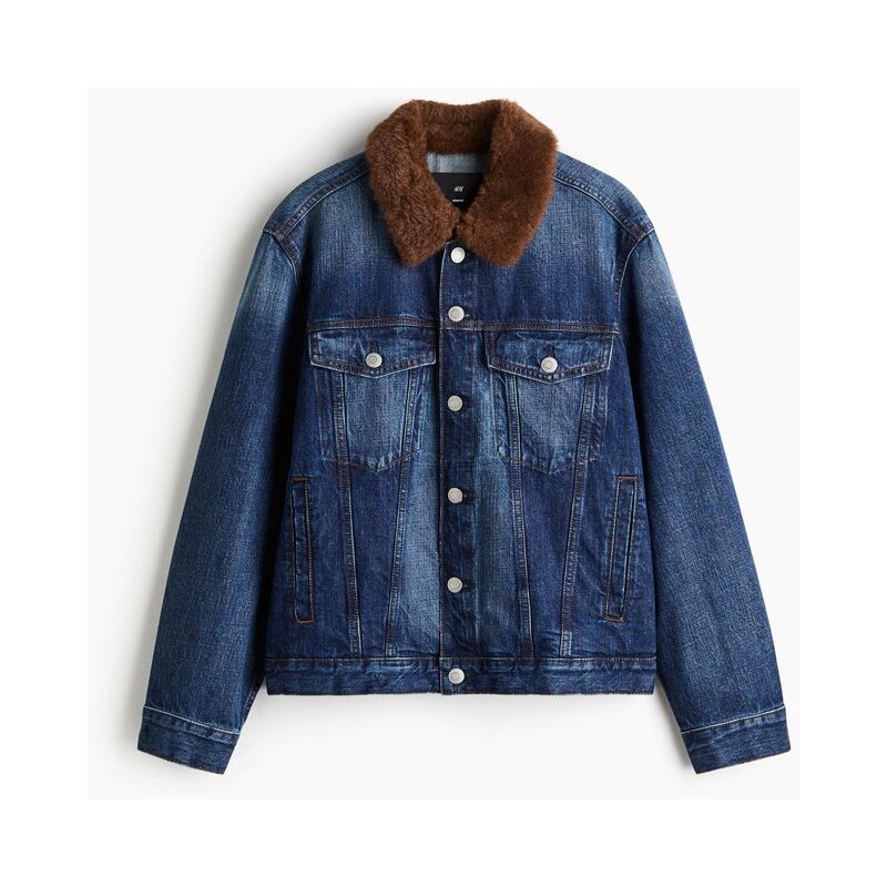 H&M - Džínová bunda truckers límcem - Tmavý Denim Blue