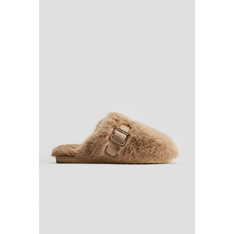 H&M - Huňaté bačkory - béžová 109112596