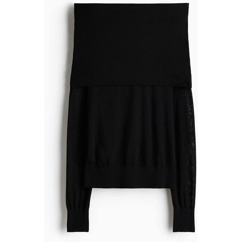 H&M - Vlněný top odhalující ramena - Černá