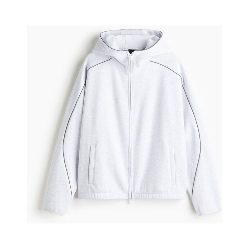 H&M - Bundas kapucí Loose Fit - Světle Šedý Melír