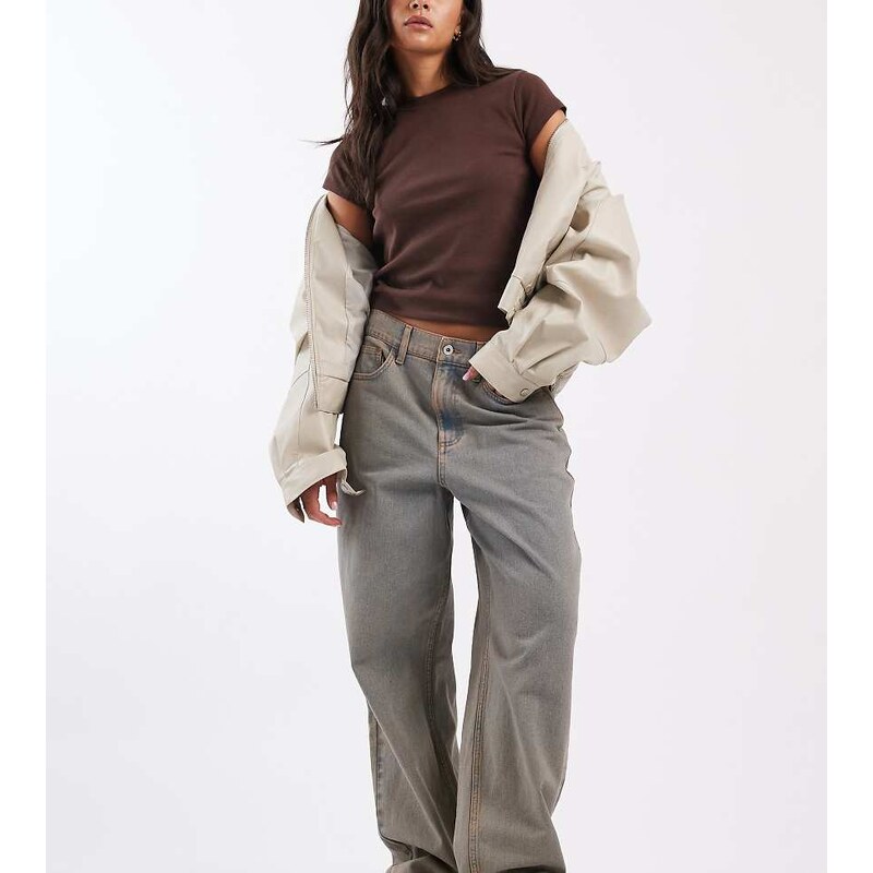 COLLUSION X001 antifit mid rise jean in washed brown