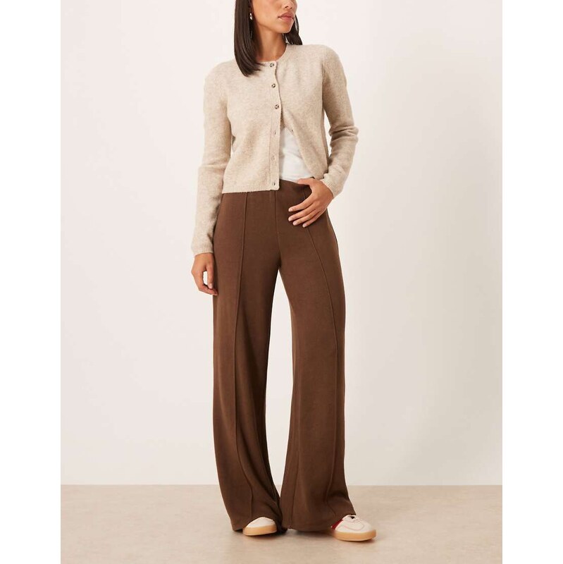 Mango seam front knitted trouser in brown 109173222