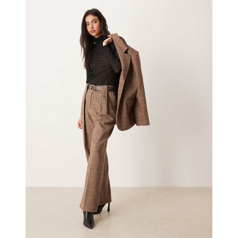 ASOS DESIGN wool blend tailored high waist belted straight leg