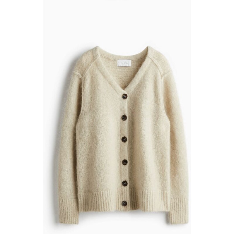 H&M - Propínací svetr z mohérové směsi - béžová 109127635