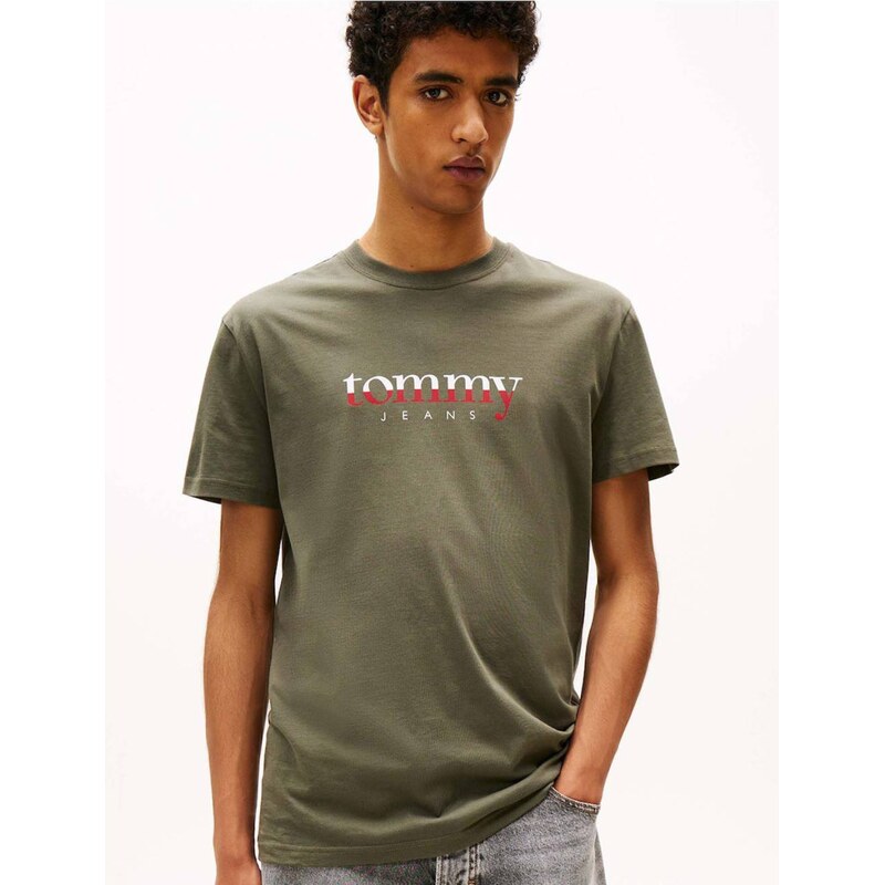 Tommy Jeans pánské zelené tričko