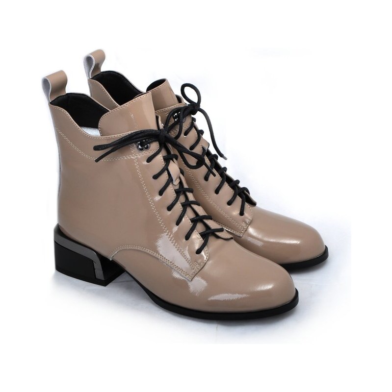 Lakované kotníkové boty Ladies 986-025 hnědá 109118229