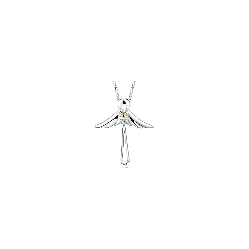 LightInTheBox Elaborate 925 Sterling Silver Angel Wings Pendant Necklace