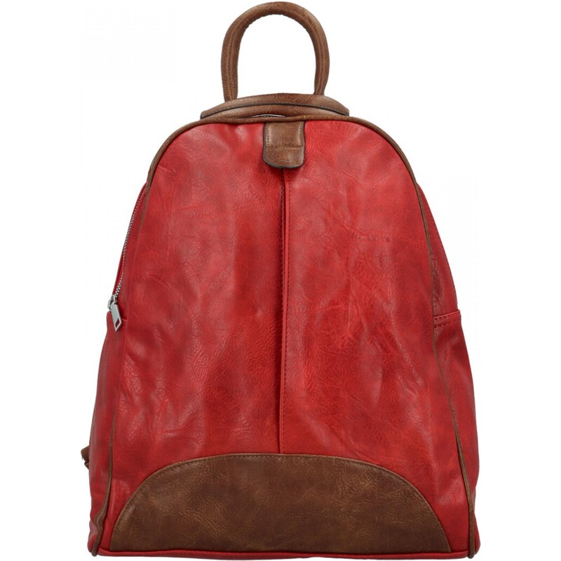 Paolo Bags Trendy dámský koženkový kabelko-batůžek Eligio, červený 109124346