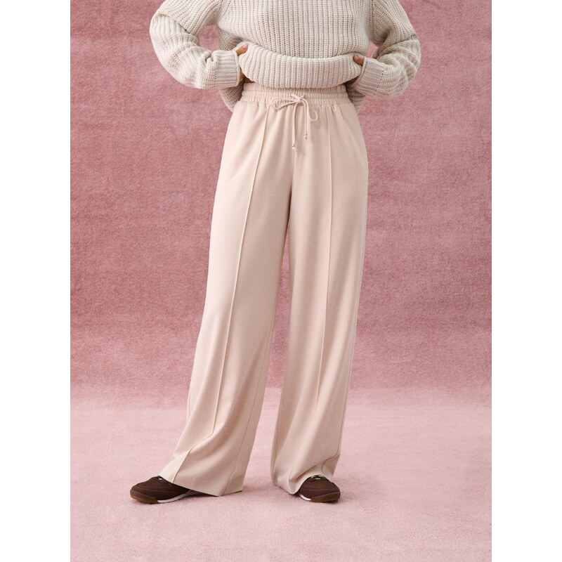 Sinsay - Kalhoty wide leg - béžová 109124513