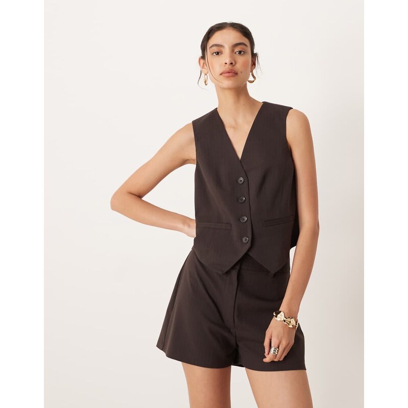 ASOS DESIGN tailored mix & match boxy waistcoat in chocolate