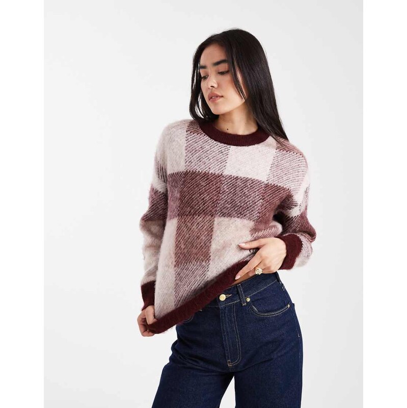 New Look brushed check jumper in red