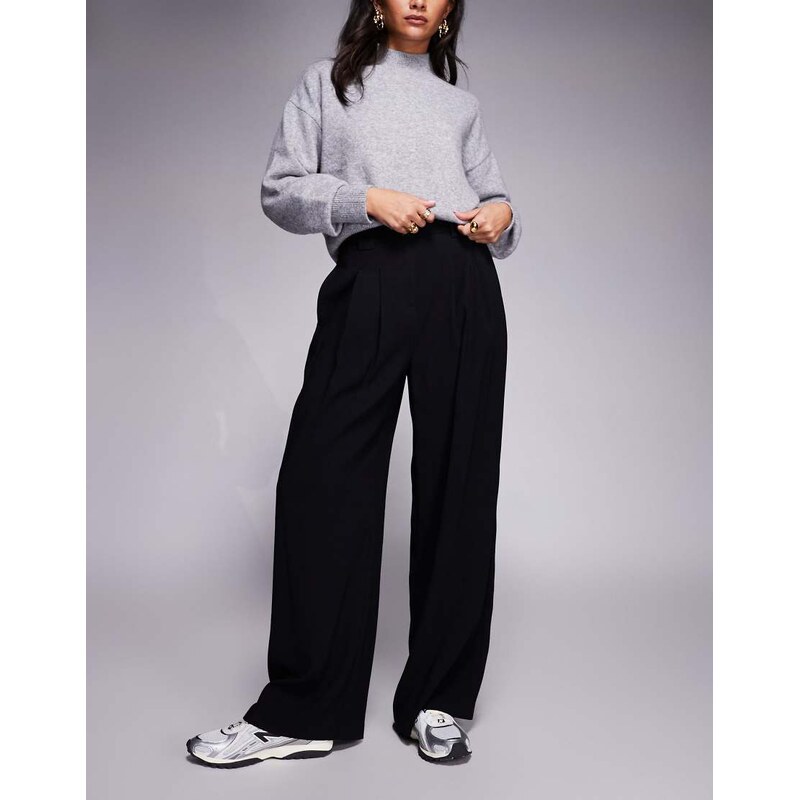 River Island wide leg trouser in black 109125937