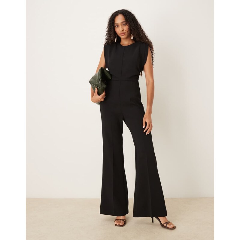 Mango sleeveless flared jumpsuit in black 109125965