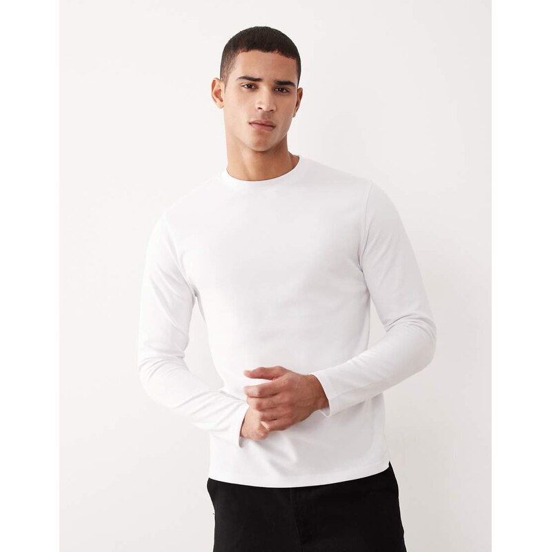 ASOS DESIGN heavyweight long sleeve t-shirt in white soft touch