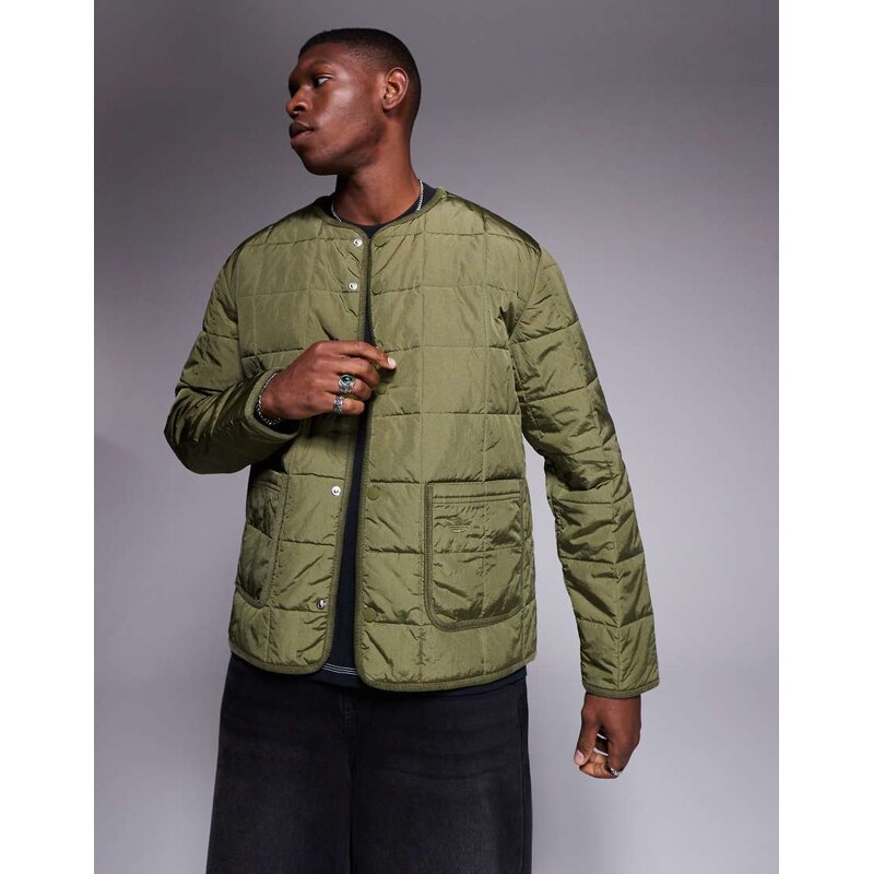 adidas Originals quilted jacket in khaki-Green 109141318