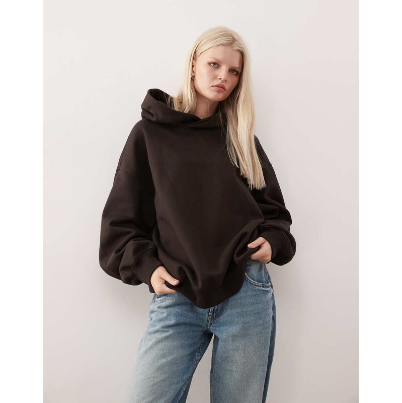 Weekday oversized heavy hoodie in dark brown