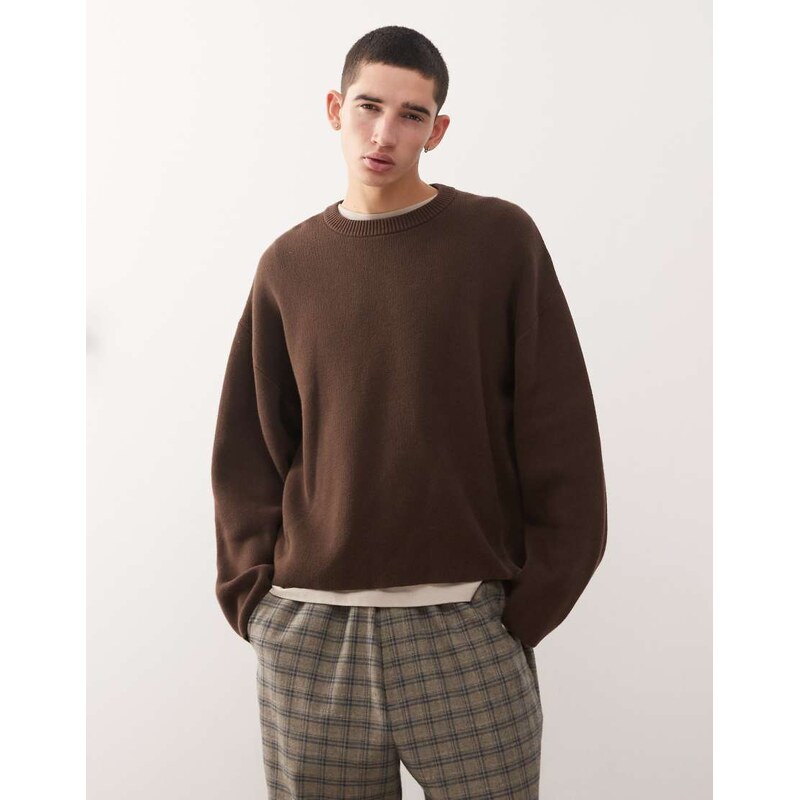 Weekday boxy oversized jumper in dark brown
