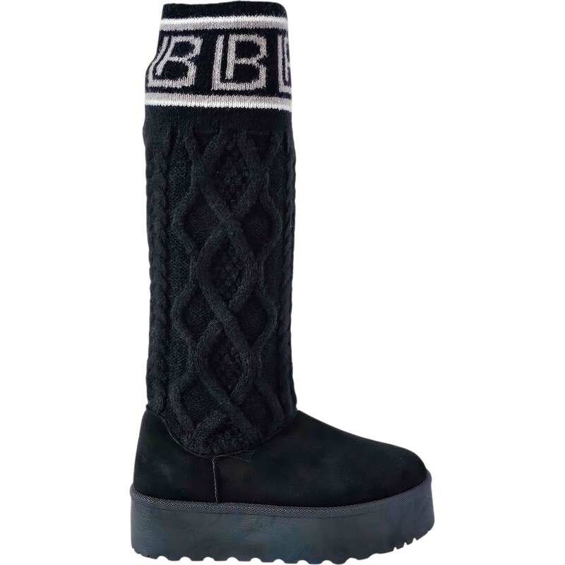 Zateplené pletené kozačky Laura Biagiotti Micro Black