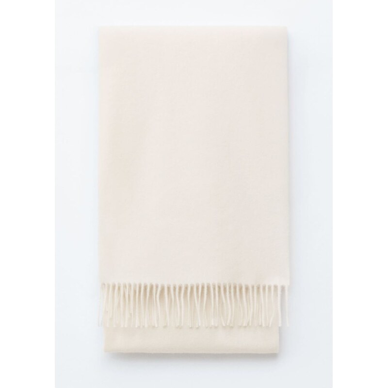H&M - Fringed Wool Blanket Scarf - bílá 108128996