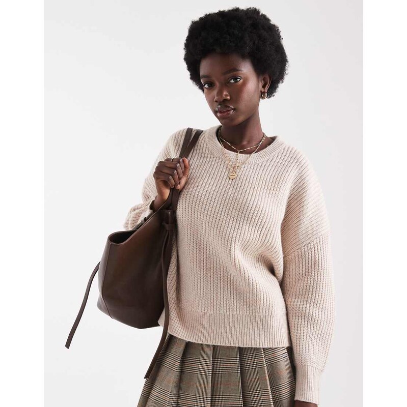 Brave Soul crew neck jumper in oat-Neutral