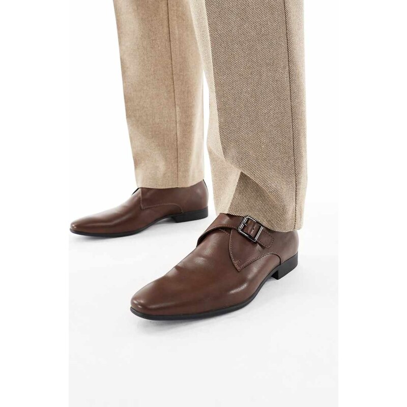 SEQWL Gunners formal monk shoes in tan-Black