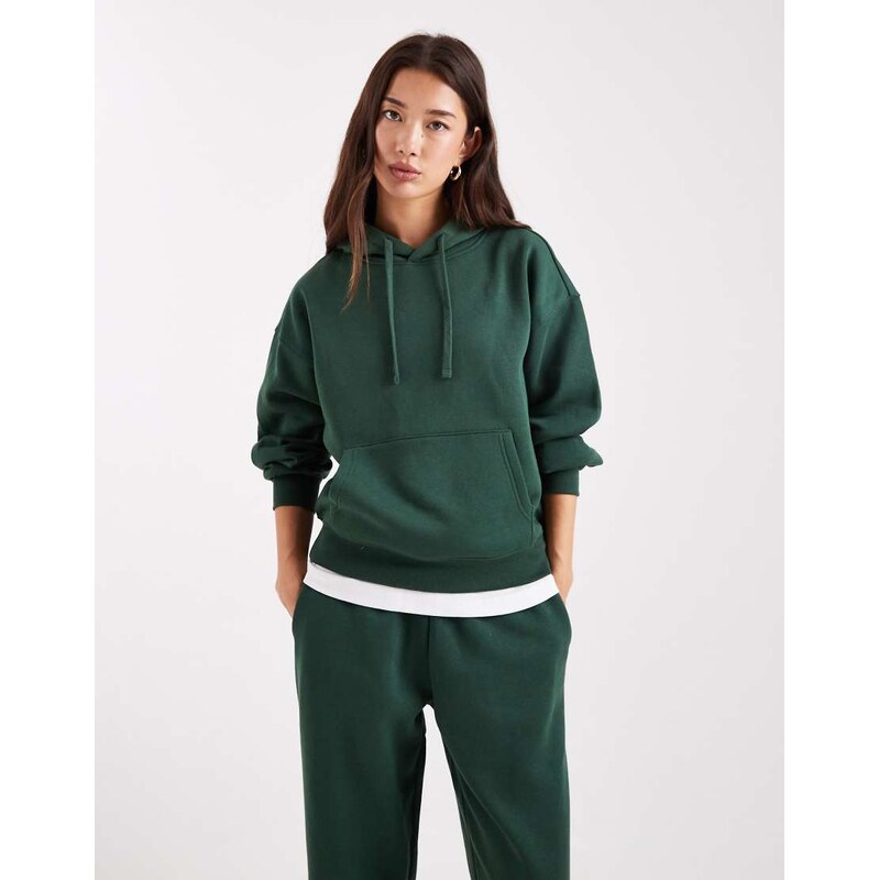 ONLY jersey hoodie co-ord in dark green