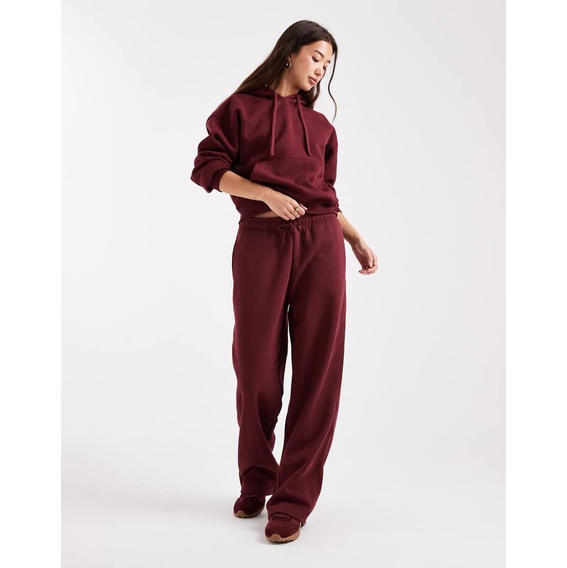 ONLY straight leg jersey joggers co-ord in burgundy-Red