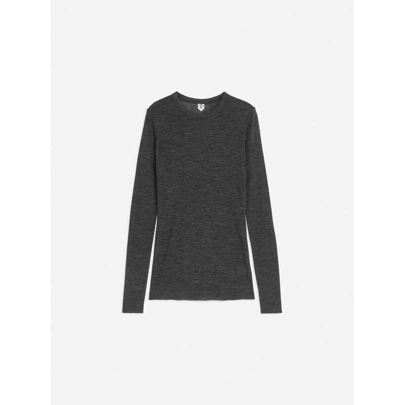 H&M - Merino tops dlouhým rukávem - šedá 108301937