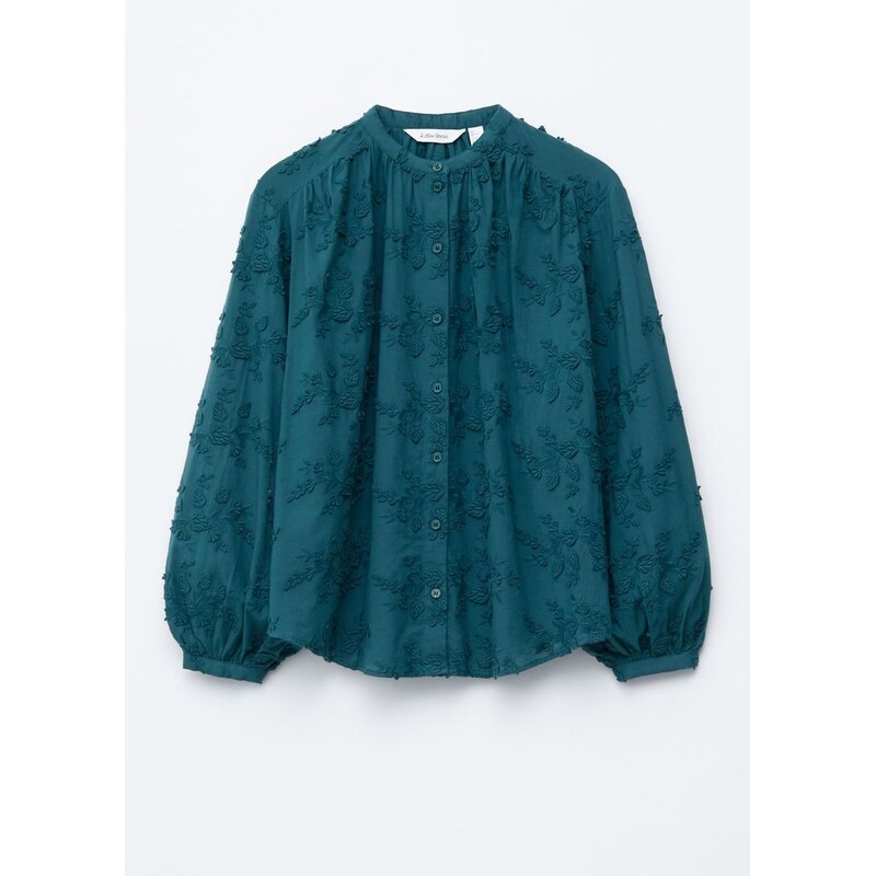 H&M - Halenkas květinovými aplikacemi - tyrkysová 108615469