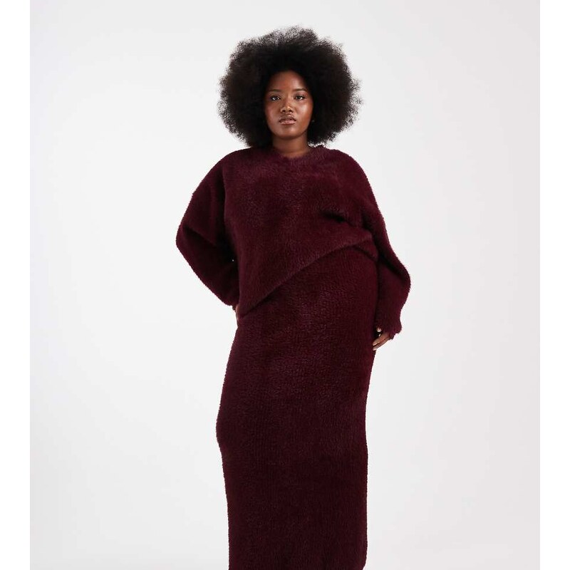 Renee Studio Plus exclusive fluffy knit column bodycon maxi skirt co 109436387