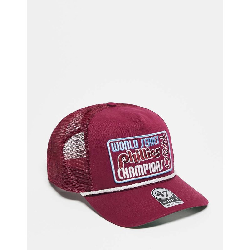 47 Brand World Series patch detail trucker cap in burgundy-Red