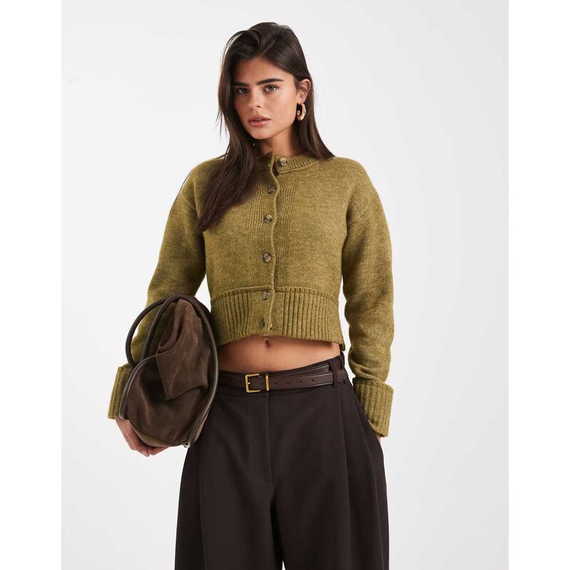 COLLUSION cinched waist knitted cardigan in green