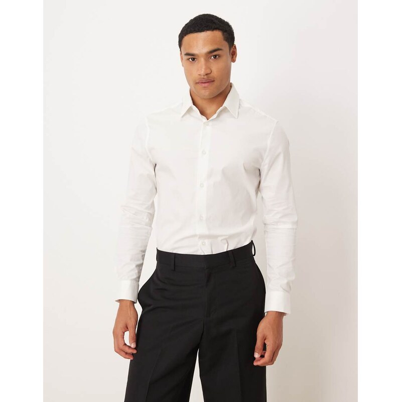 ASOS DESIGN skinny stretch work shirt in white