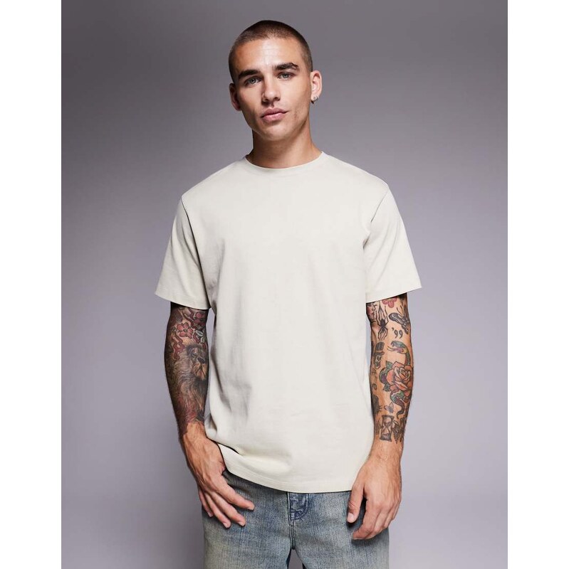 ASOS DESIGN super heavyweight regular fit t-shirt in stone
