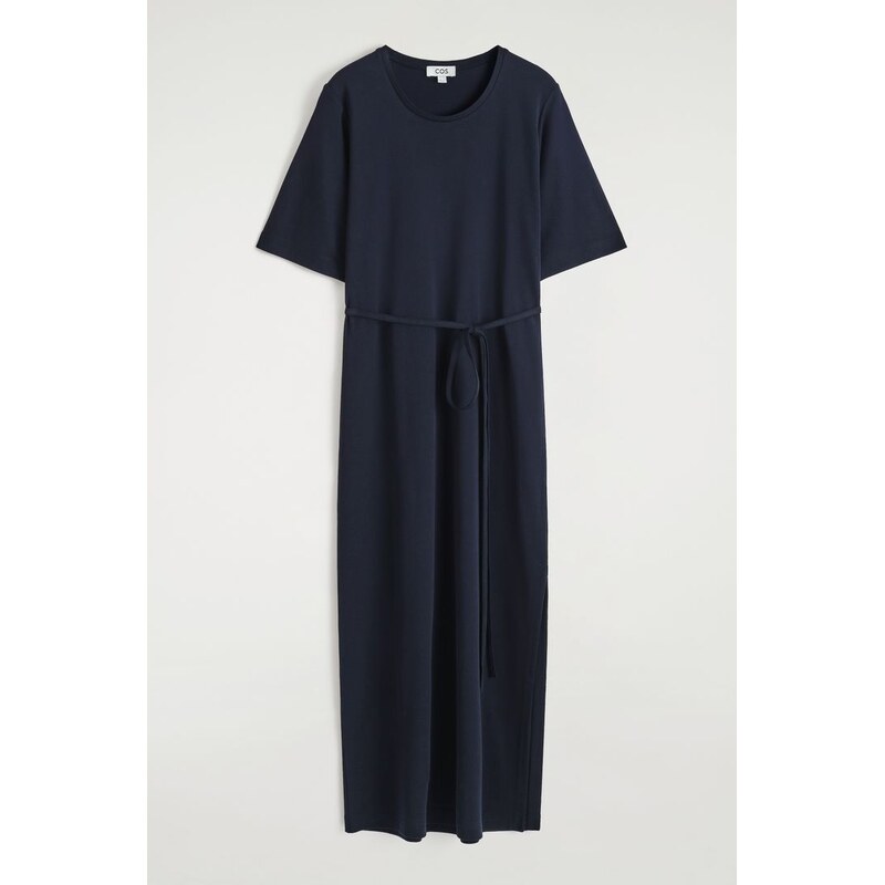 H&M - PÁSKOVÉ MIDI TRIČKOVÉ ŠATY - modrá 108129445