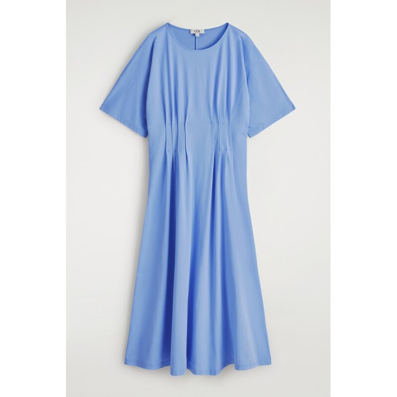 H&M - BAVLNĚNÉ MIDI ŠATY S PROŠÍVÁNÍM - modrá 108129851