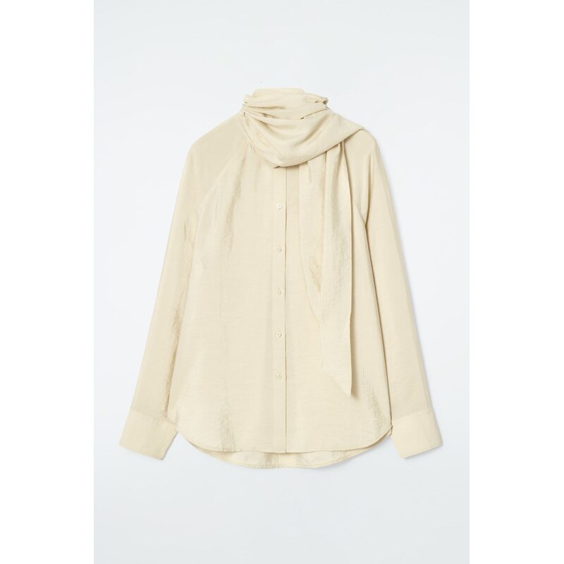 H&M - HALENKA ZE SLEPOVÉHO HEDVÁBÍ S DETAILY ŠÁTKU - béžová 108162429