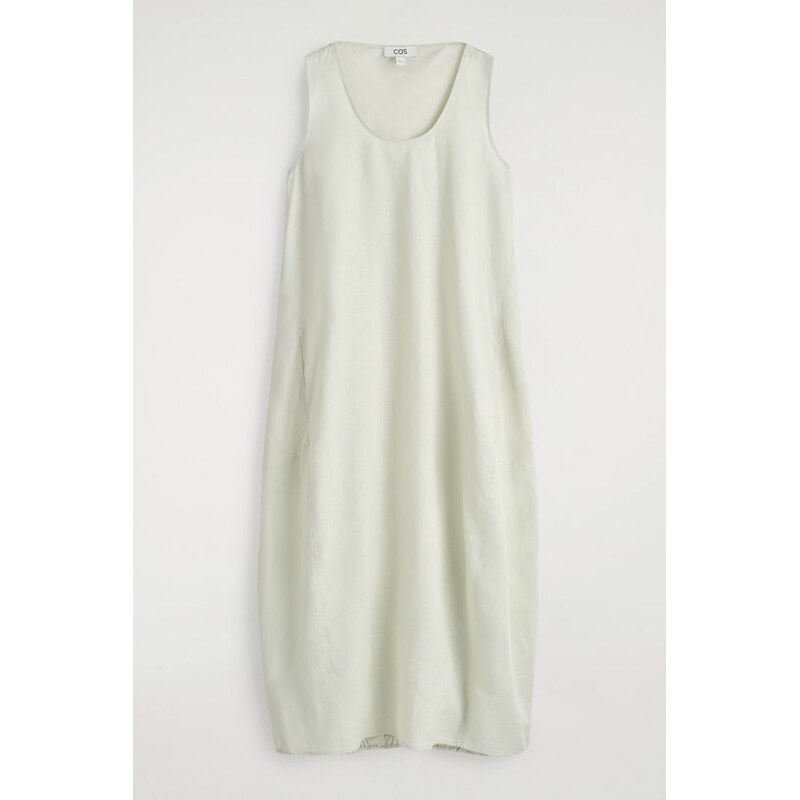 H&M - Lněné maxi šatys elastickým lemem - zelená 108129983