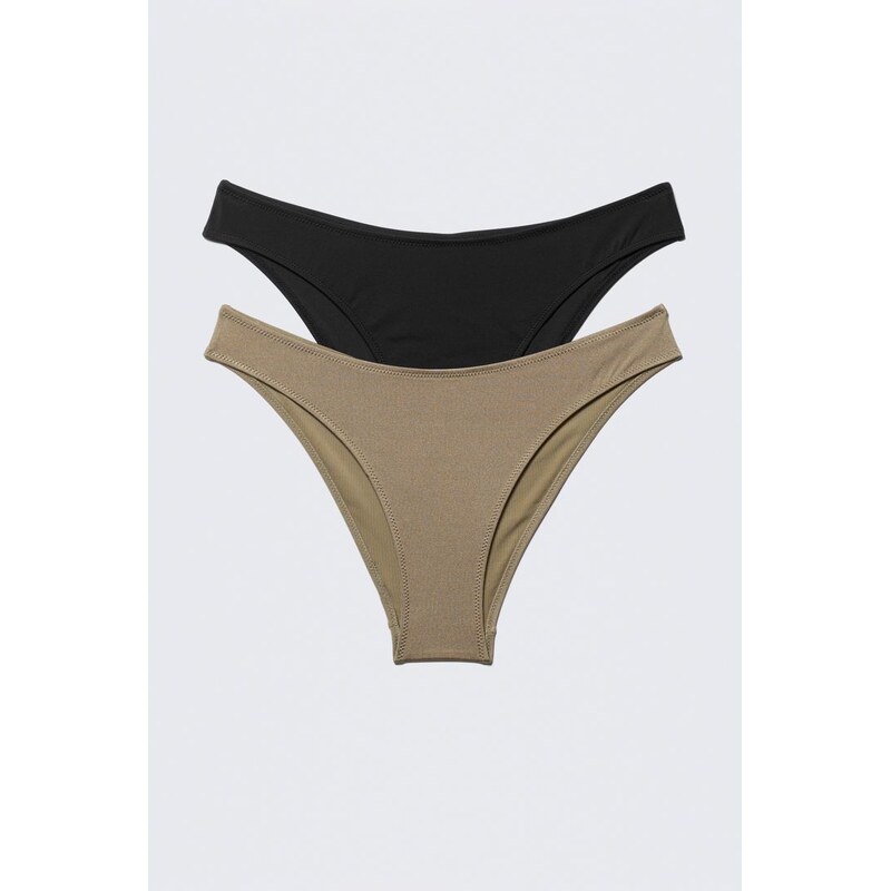 H&M - 2-pack Scoop Bikini Bottoms - hnědá 108130764