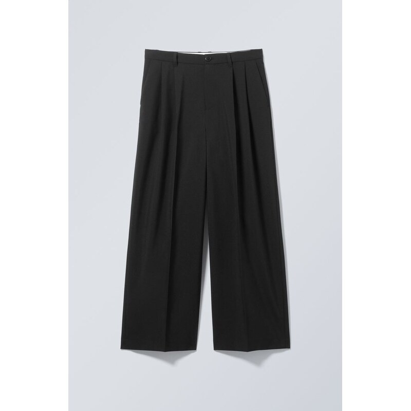 H&M - Nate Volný Střih Plisované Oblekové Kalhoty - černá 108130879