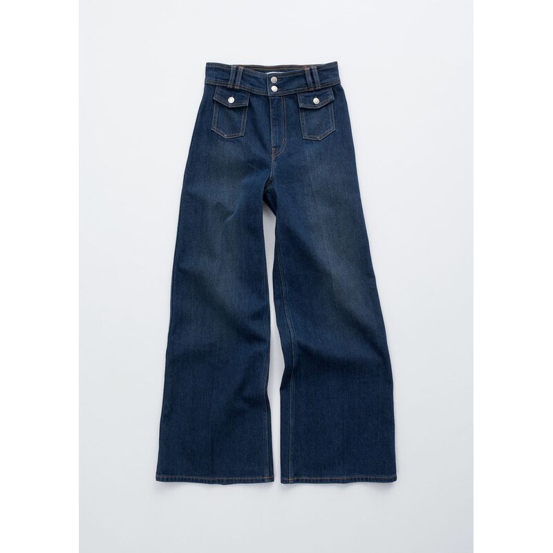 H&M - Džínys rozšířenými nohavicemi a puky - modrá 108131228
