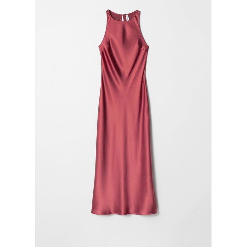 H&M - Saténové midi šaty bez rukávů - růžová 108131314