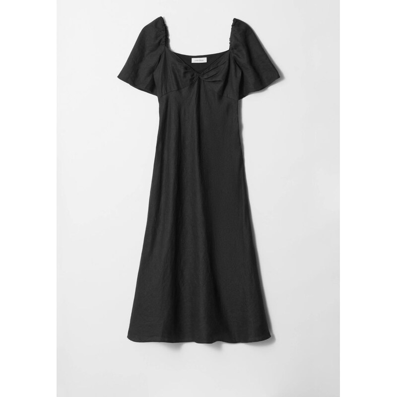 H&M - Lněné midi šaty - černá 108131646